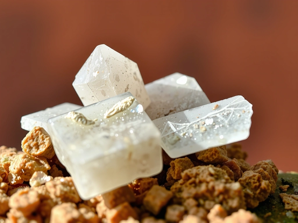 Gros plan sur des cristaux de magnésium naturels