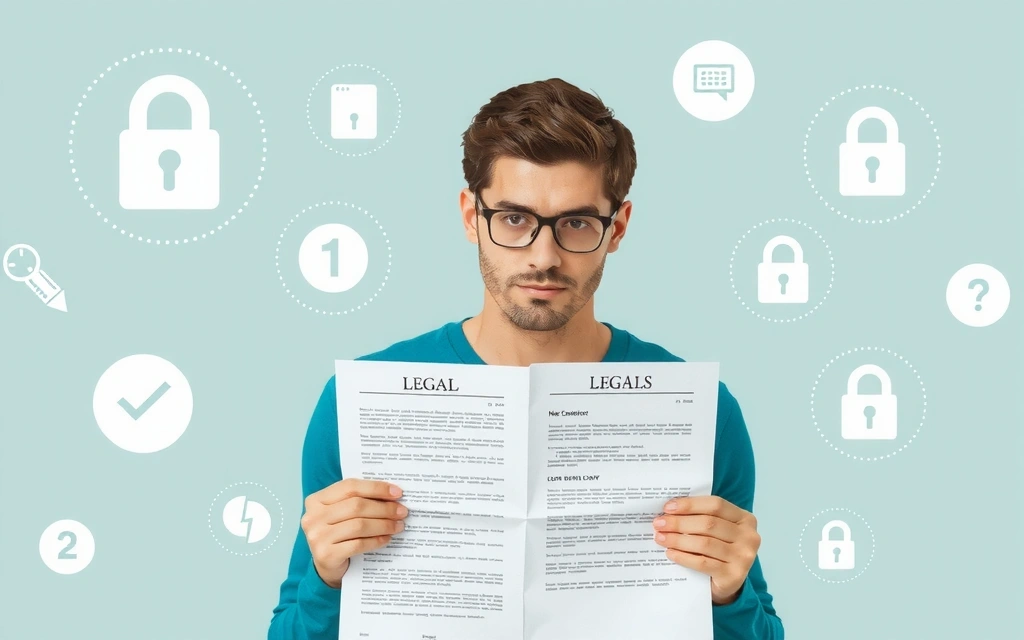 Illustration d'une personne lisant des documents de confidentialité